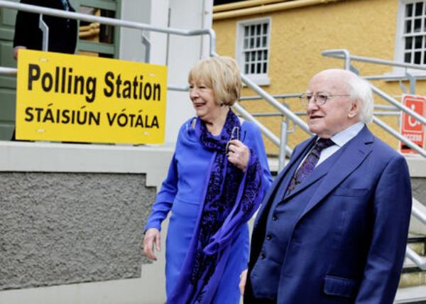 President and Sabina Higgins vote in local and European elections.